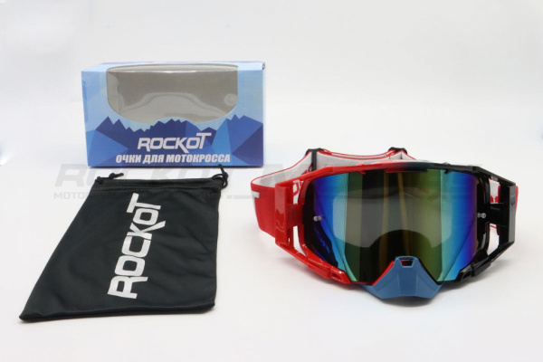 Мотоочки кроссовые ROCKOT (Рокот) RM - 391 (красный - черный/золотистая, REVO, Dual Lens, Anti - Scratch/Anti - Fog) | Мототека